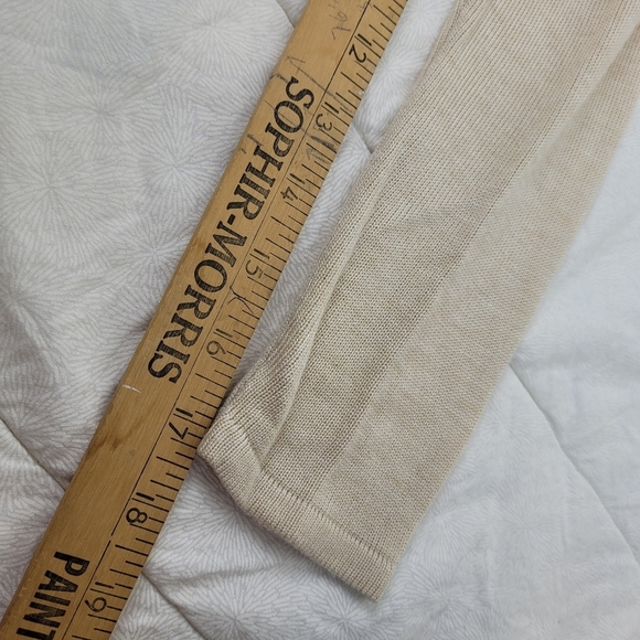 Tan white stripe long sleeve tunic lightweight sweater scoop neck nautical NWT S - Picture 7 of 9